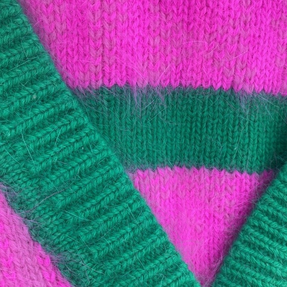Juicy Couture Women’s Oversized Cardigan Angora Pink and Green Sweater XS/S - Picture 10 of 13